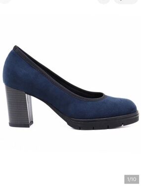ATELIERS Reese Navy Suede Pumps Heels Comfort Platform Shoes EU 37